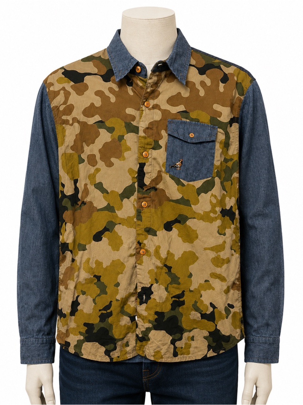 Staple Pigeon Camo Chambray Button Up Shirt Men’s Medium Streetwear Outdoor